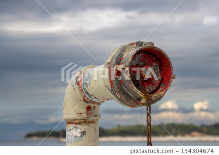 Detail of a pipe on the boat, Greece 134304674
