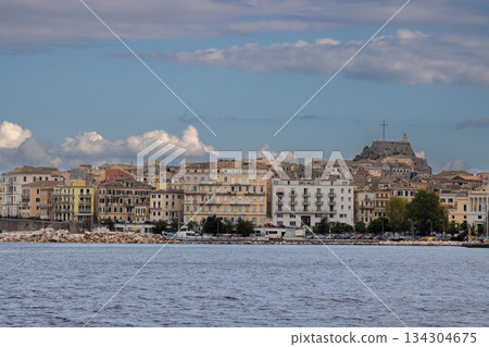 Ionian sea and capital Kerkyra, Corfu, Greece 134304675