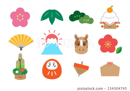 Japanese New Year motif material set 134304745
