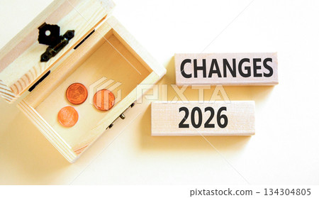 Changes 2026 symbol. Concept words Changes 2026 on beautiful wooden blocks. Beautiful white paper background. Beautiful wooden chest with coins. Business and changes 2026 concept. Copy space. Changes 2026 symbol. Concept words Changes 2026 on beautiful wooden blocks. Beautiful white paper background. Beautiful wooden chest with coins. Business and changes 2026 concept. Copy space. 134304805