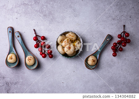 Tang yuan rice dumpling balls for Chinese lunar New year celebration 134304882