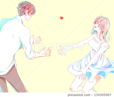 Men and women with open arms, love, blushing Men and women with open arms, love, blushing 134305007