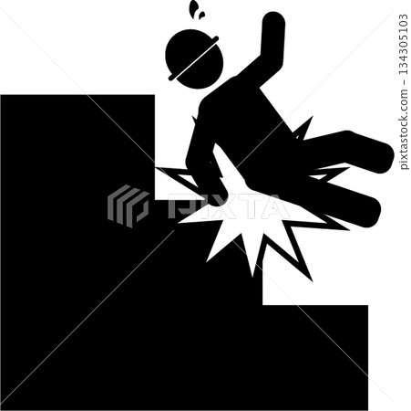 Pictogram of a person falling down stairs 134305103