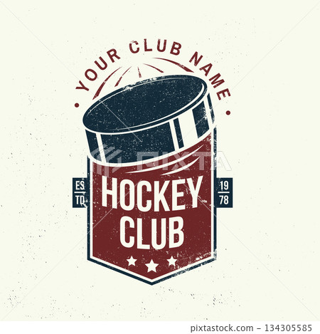Ice Hockey club logo, badge design. Concept for shirt or logo, print, stamp or tee. Winter sport. Vector illustration. Hockey championship. Ice Hockey club logo, badge design. Concept for shirt or logo, print, stamp or tee. Winter sport. Vector illustration. Hockey championship. 134305585
