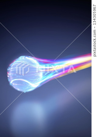 Tennis banner with dynamic colorful energetic light trails. Tennis ball wallpaper 134305967