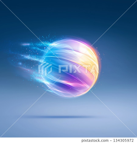 Volleyball banner with dynamic colorful energetic light trails. Volleyball ball wallpaper 134305972