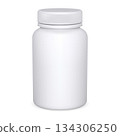 White medicine pill bottle, pharmacy tablet package 134306250