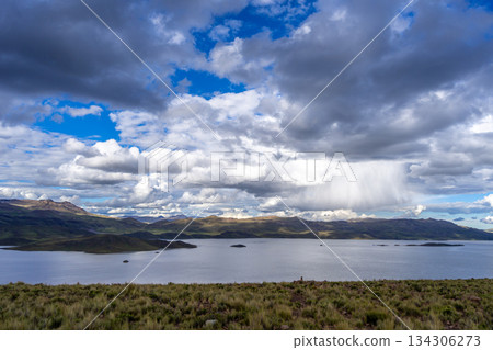 Storm clouds over Lake Lagunillas in the Peruvian highlands 134306273