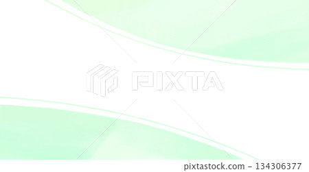 Geometric background with curved lines painted in pale green watercolor 134306377