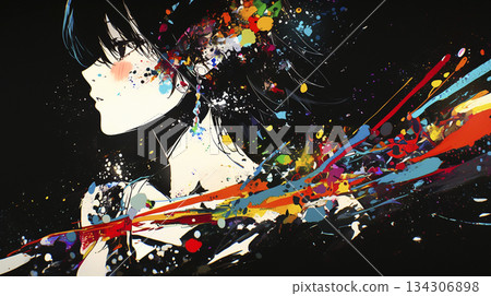 一幅女孩表達自己感受的插圖 134306898