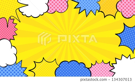 Pop art style American comic book speech bubble background Pop art style American comic book speech bubble background 134307013