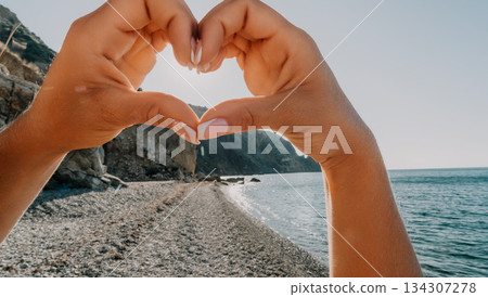 Heart-Shaped View of a Coastal Landscape Heart-Shaped View of a Coastal Landscape 134307278