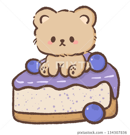 Cute kawaii teddy bear sitting on top a blueberries cheesecake pastel dessert illustration sweet playful character for bakery clipart and stickers Cute kawaii teddy bear sitting on top a blueberries cheesecake pastel dessert illustration sweet playful character for bakery clipart and stickers 134307836