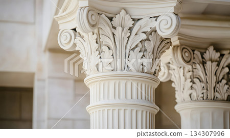 Classical architecture elements with decorative columns. Classical architecture elements with decorative columns. 134307996