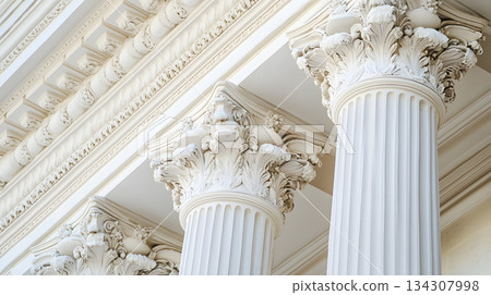 Classical architecture elements with decorative columns. 134307998