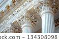 Classical architecture elements with decorative columns. 134308098