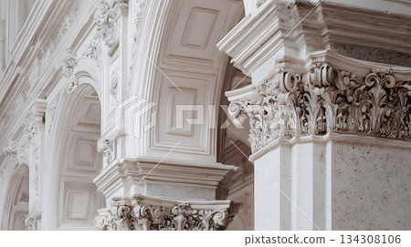Classical architecture elements with decorative columns. 134308106