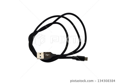 Black USB Type-A to Micro-USB cable. 134308384