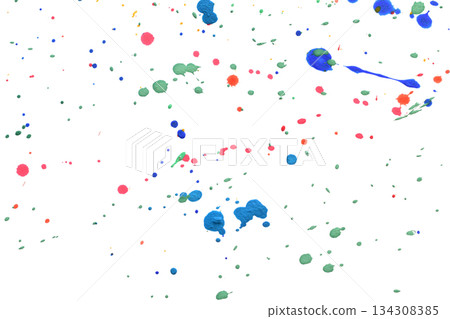 Drops of watercolor paint on a sheet. 134308385