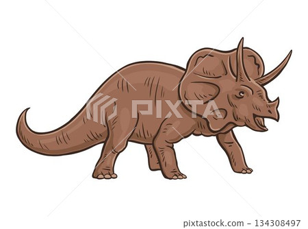 Triceratops dinosaur cartoon illustration isolated on white Triceratops dinosaur cartoon illustration isolated on white 134308497