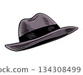 Retro fedora hat vintage style vector illustration 134308499
