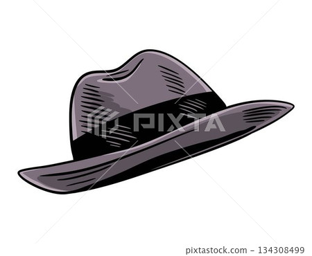 Retro fedora hat vintage style vector illustration 134308499