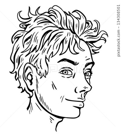 Teenage boy head with smirk cartoon style illustration Teenage boy head with smirk cartoon style illustration 134308501