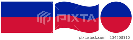 Haiti civil flags collection. Waving flag of Haiti, round flag of Haiti isolated in circle shape. Haiti civil flags collection. Waving flag of Haiti, round flag of Haiti isolated in circle shape. 134308510