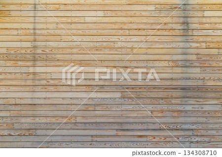 Textured wooden planks outdoors in natural rustic setting Textured wooden planks outdoors in natural rustic setting 134308710