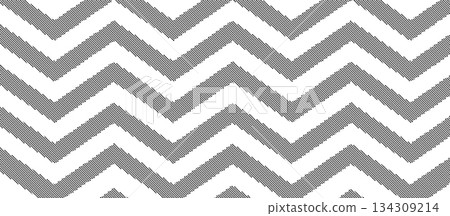 Abstract black halftone chevron pattern background with zigzag dotted lines creating dynamic geometric texture 134309214
