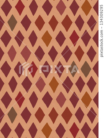 Christmas abstract checkered background with red, beige and magenta stripes. Hand drawn illustration for design, print, fabric or background. Christmas abstract checkered background with red, beige and magenta stripes. Hand drawn illustration for design, print, fabric or background. 134309295