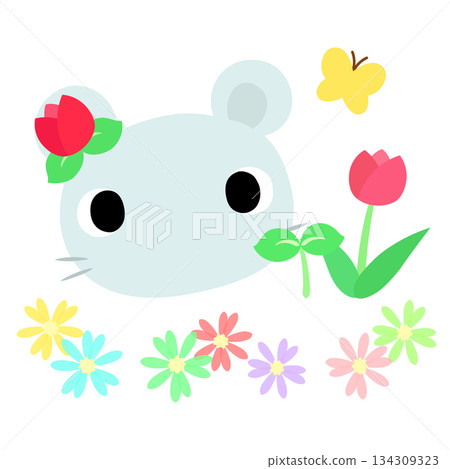 可愛的老鼠標誌 春鬱金香 134309323