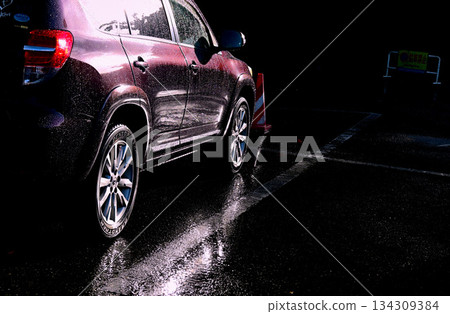 Parking lot after rain Parking lot after rain 134309384