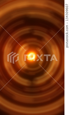 Abstract glowing orange vortex with concentric light rings, symbolizing cosmic energy, motion, and futuristic design 134309607