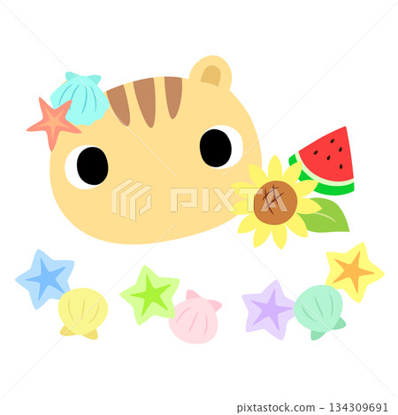 Cute squirrel logo Summer shell 134309691