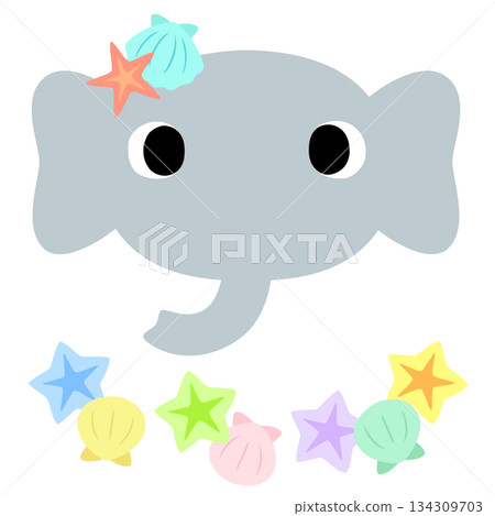 Cute Elephant Mark Summer Seashell 134309703