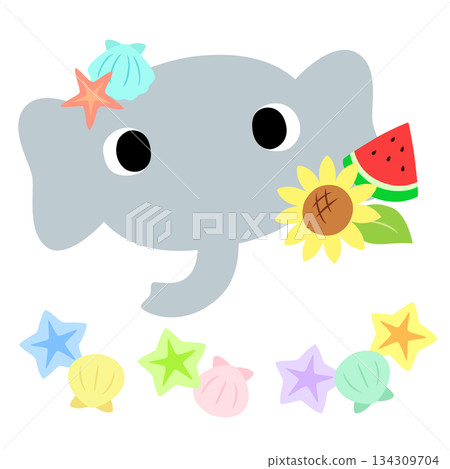 Cute Elephant Mark Summer Seashell Cute Elephant Mark Summer Seashell 134309704
