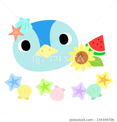 Cute penguin logo Summer seashell Cute penguin logo Summer seashell 134309706
