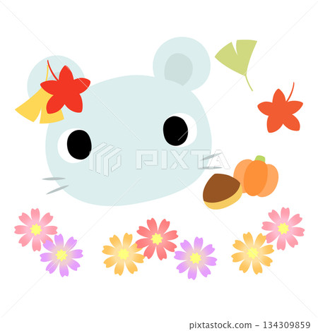 Cute mouse logo Autumn leaves 134309859