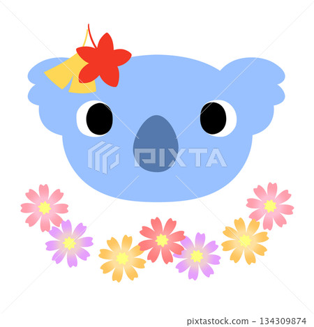 Cute koala mark Autumn leaves 134309874