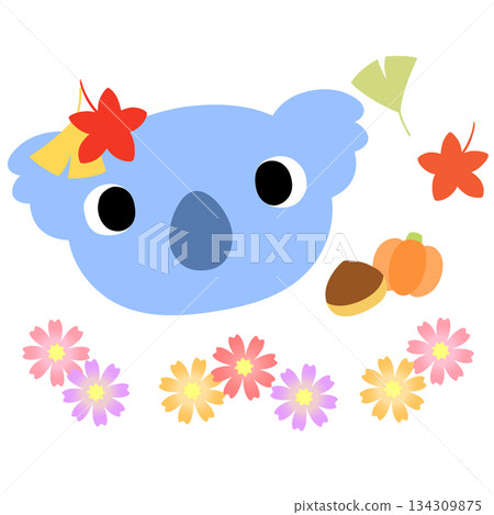 Cute koala mark Autumn leaves Cute koala mark Autumn leaves 134309875