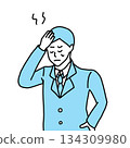 A man in a suit holding his head (solid color) 134309980