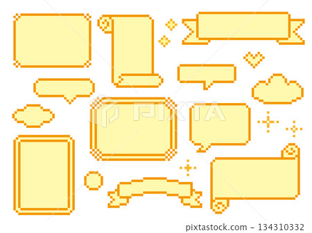 像素藝術標題框與對話框套裝 134310332