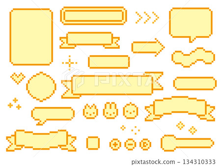 Pixel art header frame and speech bubble set Pixel art header frame and speech bubble set 134310333