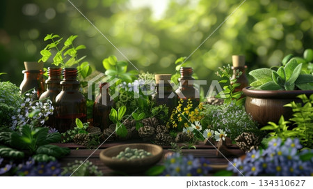 Power Of Herbs For Human Health. Herbalist Advertising 134310627