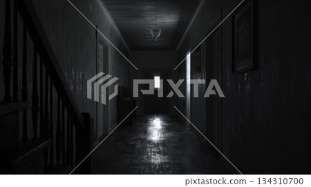 Total Darkness Artistic Depiction. Dark Neutral Background 134310700