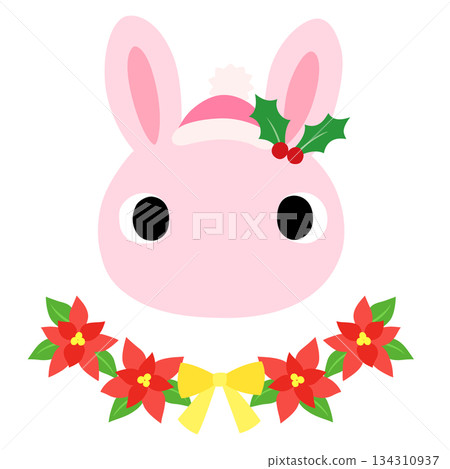 Cute rabbit logo winter Christmas 134310937