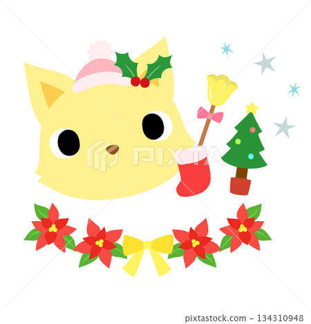 Cute fox logo winter Christmas Cute fox logo winter Christmas 134310948