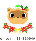 Cute raccoon mark winter Christmas 134310949