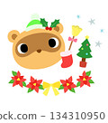 Cute raccoon mark winter Christmas 134310950